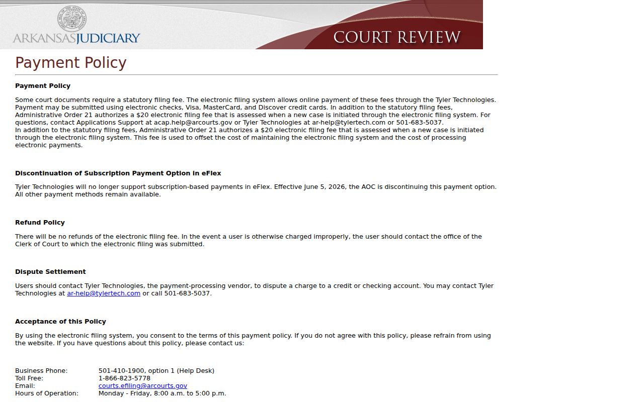 Jackson County case search separated from Arkansas eFlex filing fees