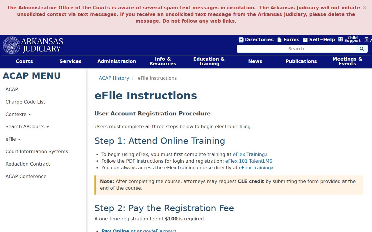 Jackson County case search and Arkansas eFlex registration workflow