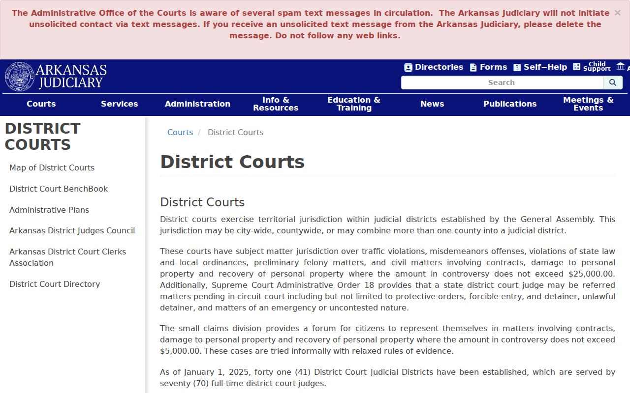 Jackson County civil docket and Arkansas district court jurisdiction
