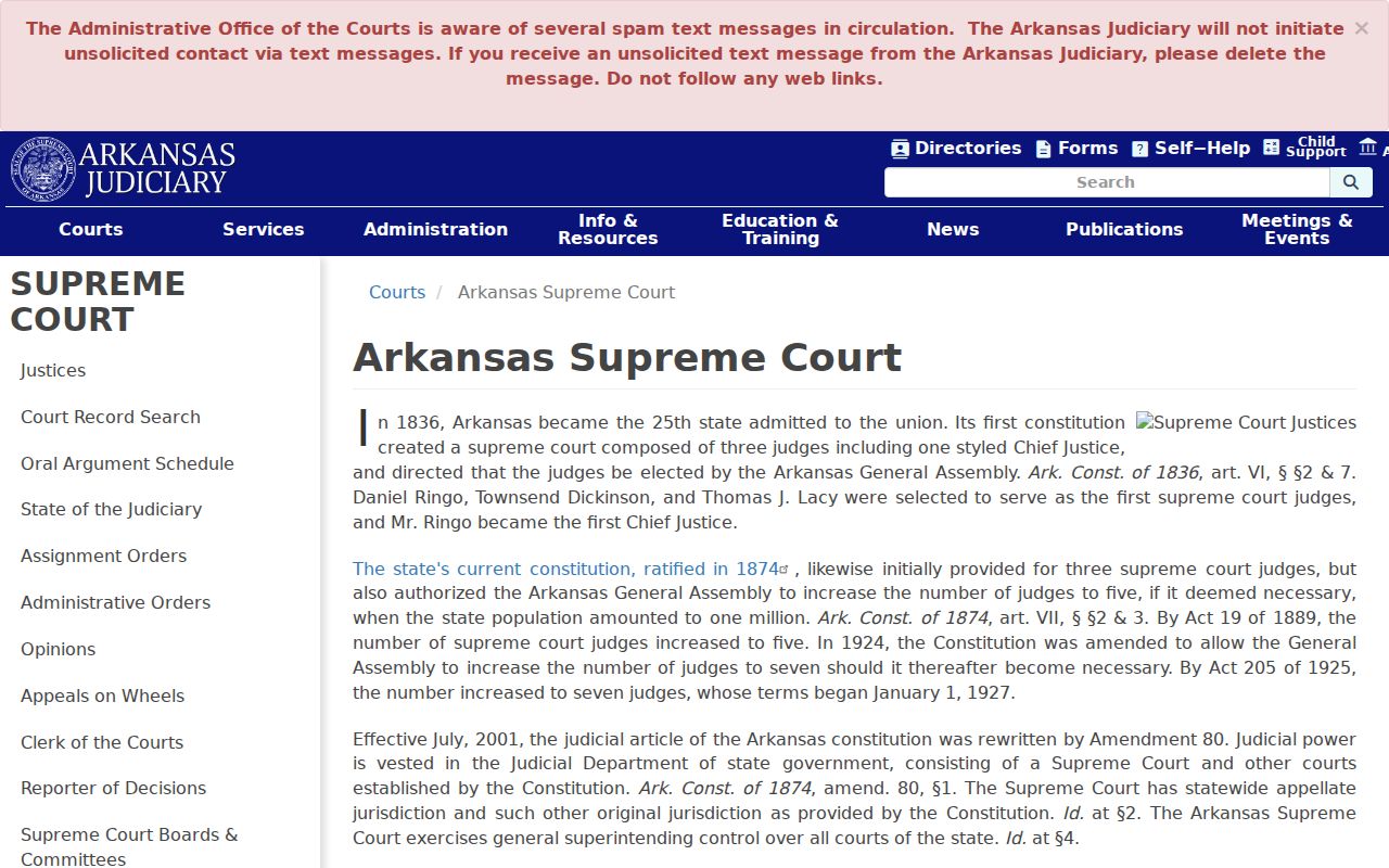 Jackson County court dates and Arkansas Supreme Court source