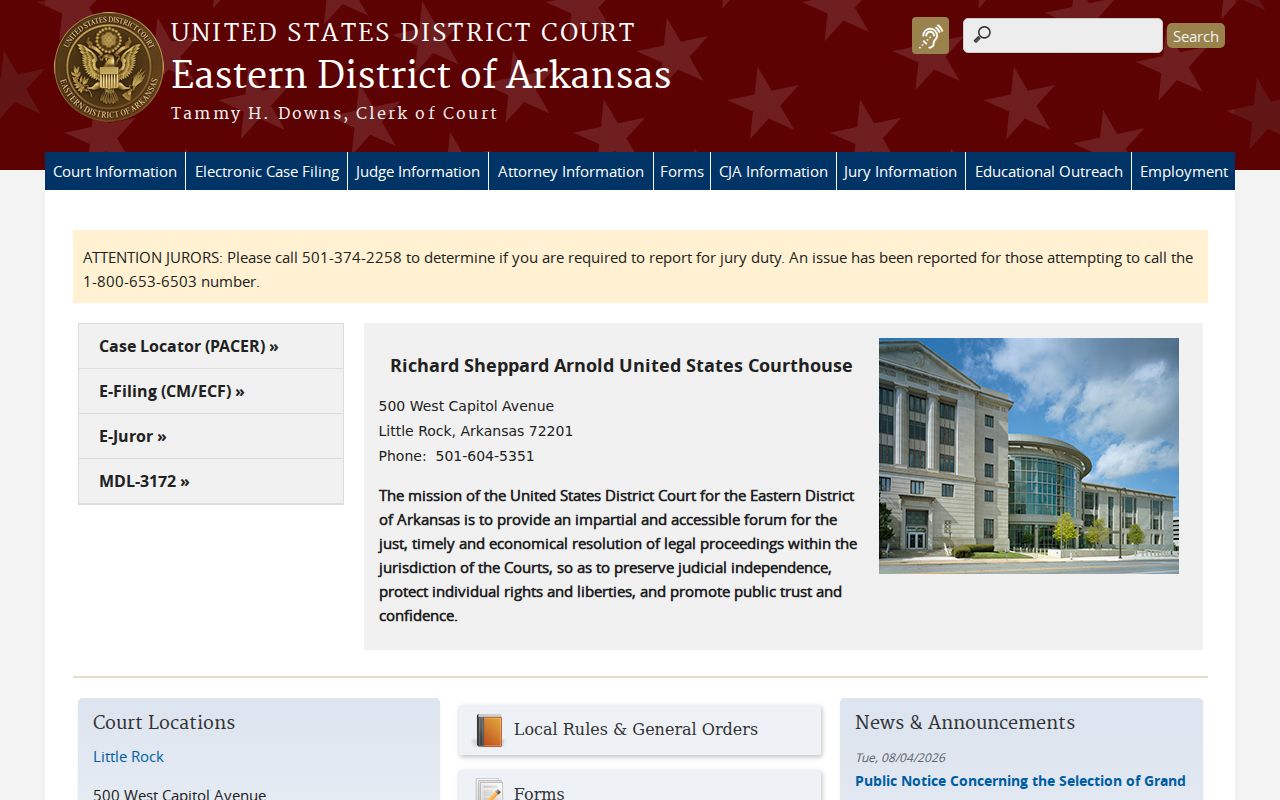 Jackson County court records research on the Eastern District federal court site